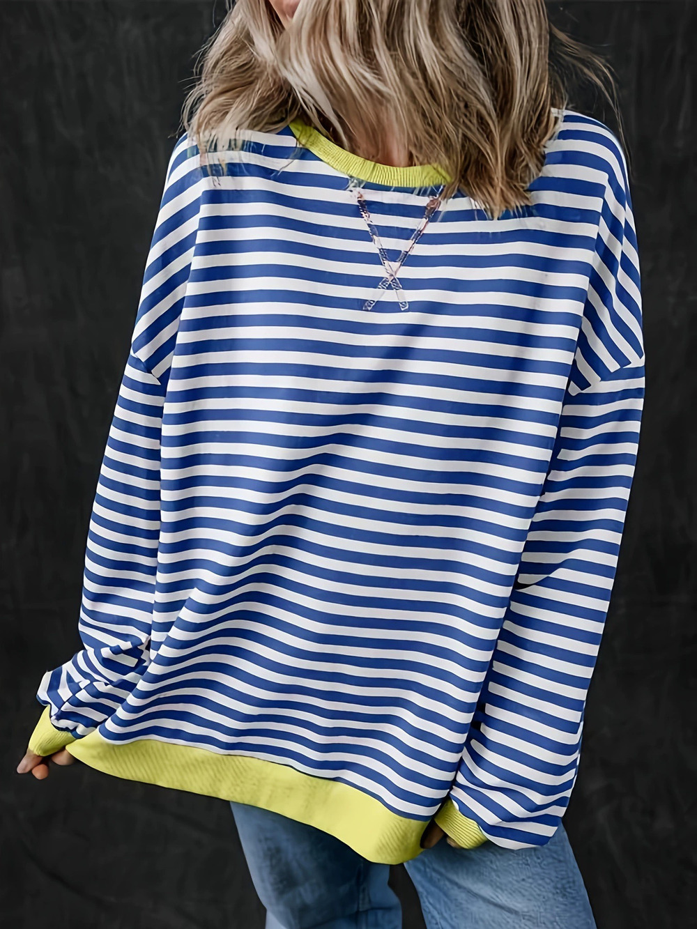 ZARA Striped Loose Pullover Sweatshirt Long Sleeve Top